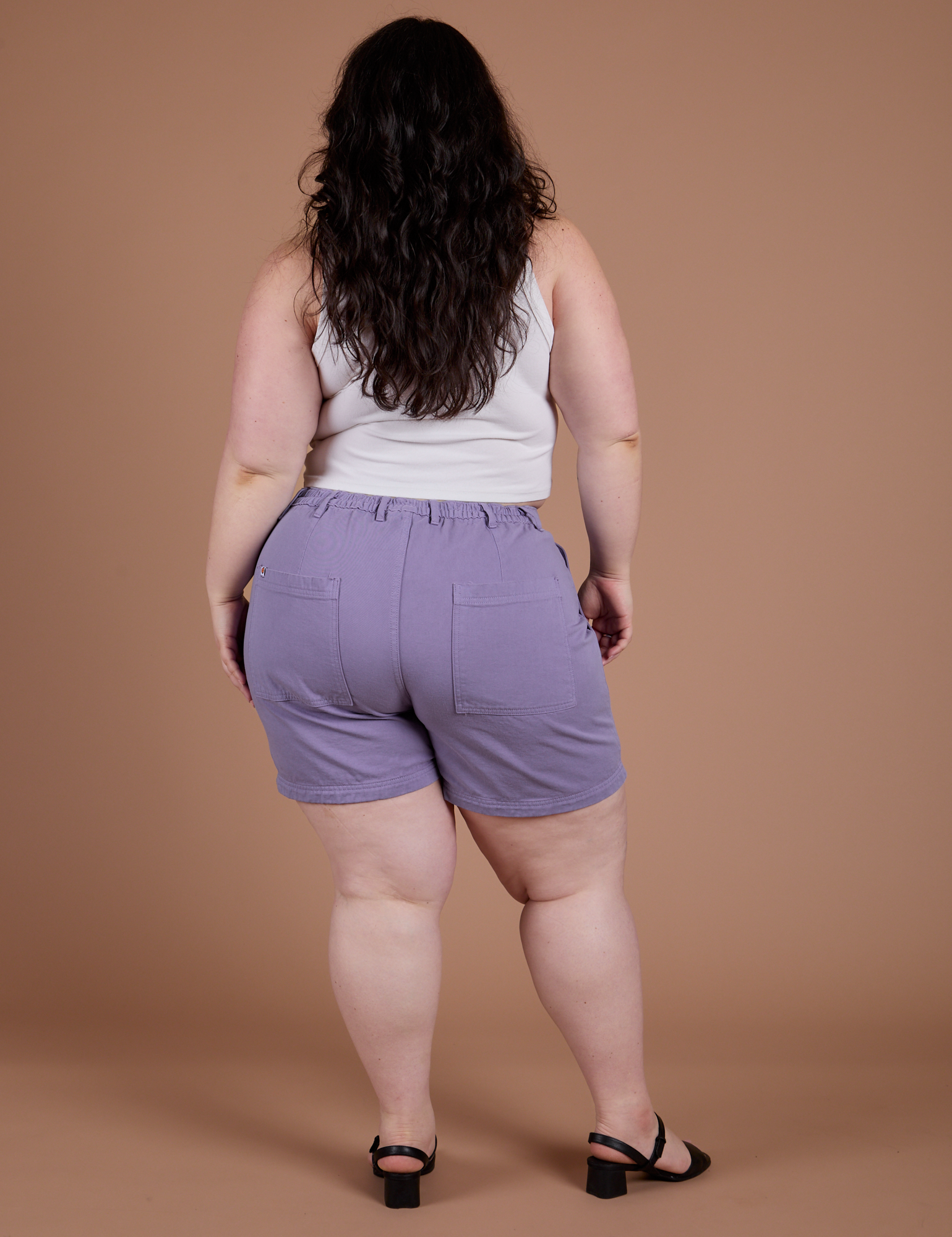 Classic Work Shorts in Faded Grape back view on Ashley