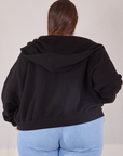 Cropped Zip Hoodie in Basic Black back view on Marielena