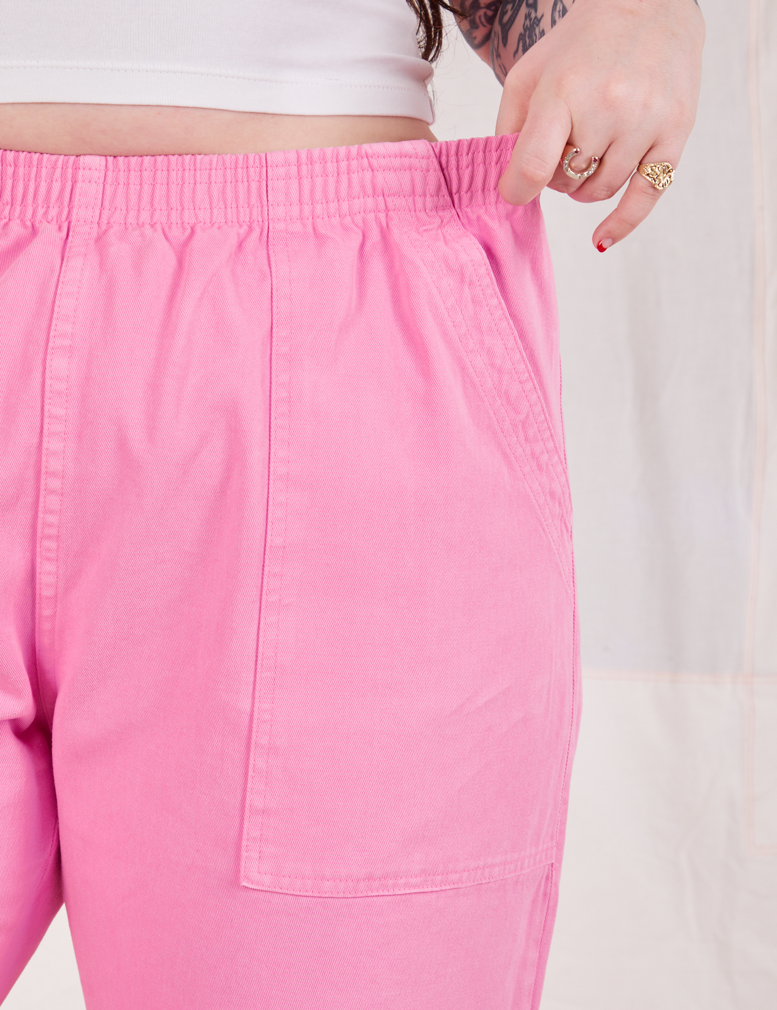 Action Pants in Bubblegum Pink front close up