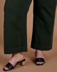 Action Pants in Swamp Green pant leg close up on Juliet