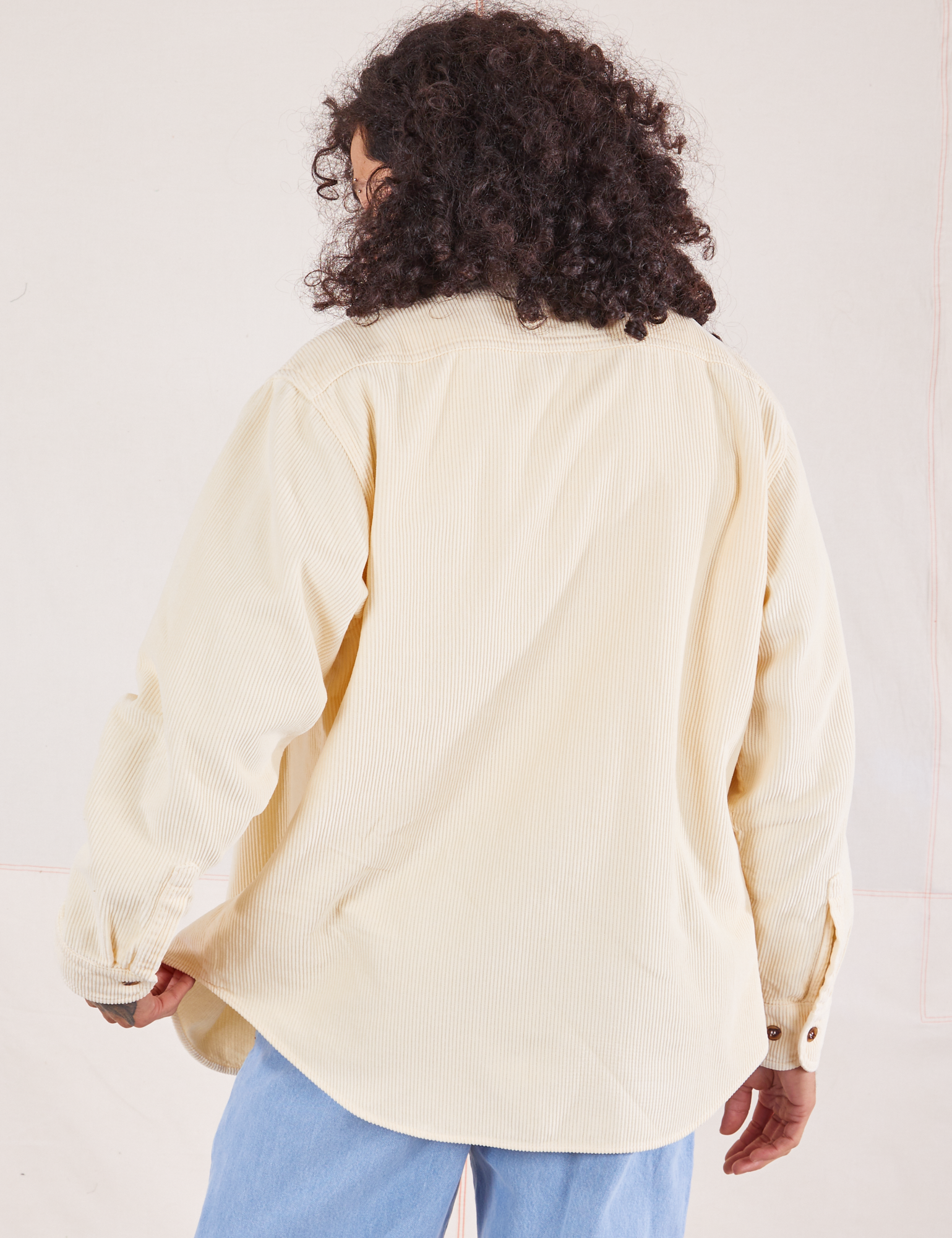 Corduroy Overshirt in Vintage Off-White back view on Jesse