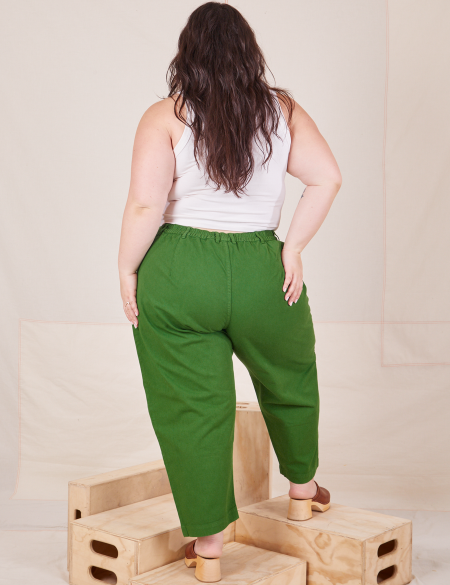 Back view of Heavyweight Trousers in Lawn Green on Ashley