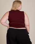 Muscle Tee in Red Wine back view on Juliet