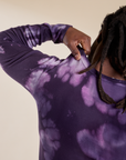 Long Sleeve Baby Tee in Dark Lavender back shoulder close up on Demi