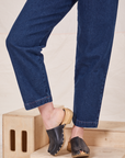 Pant leg close up of Denim Trouser Jeans in Dark Wash worn by Allison