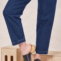 Pant leg close up of Denim Trouser Jeans in Dark Wash worn by Allison