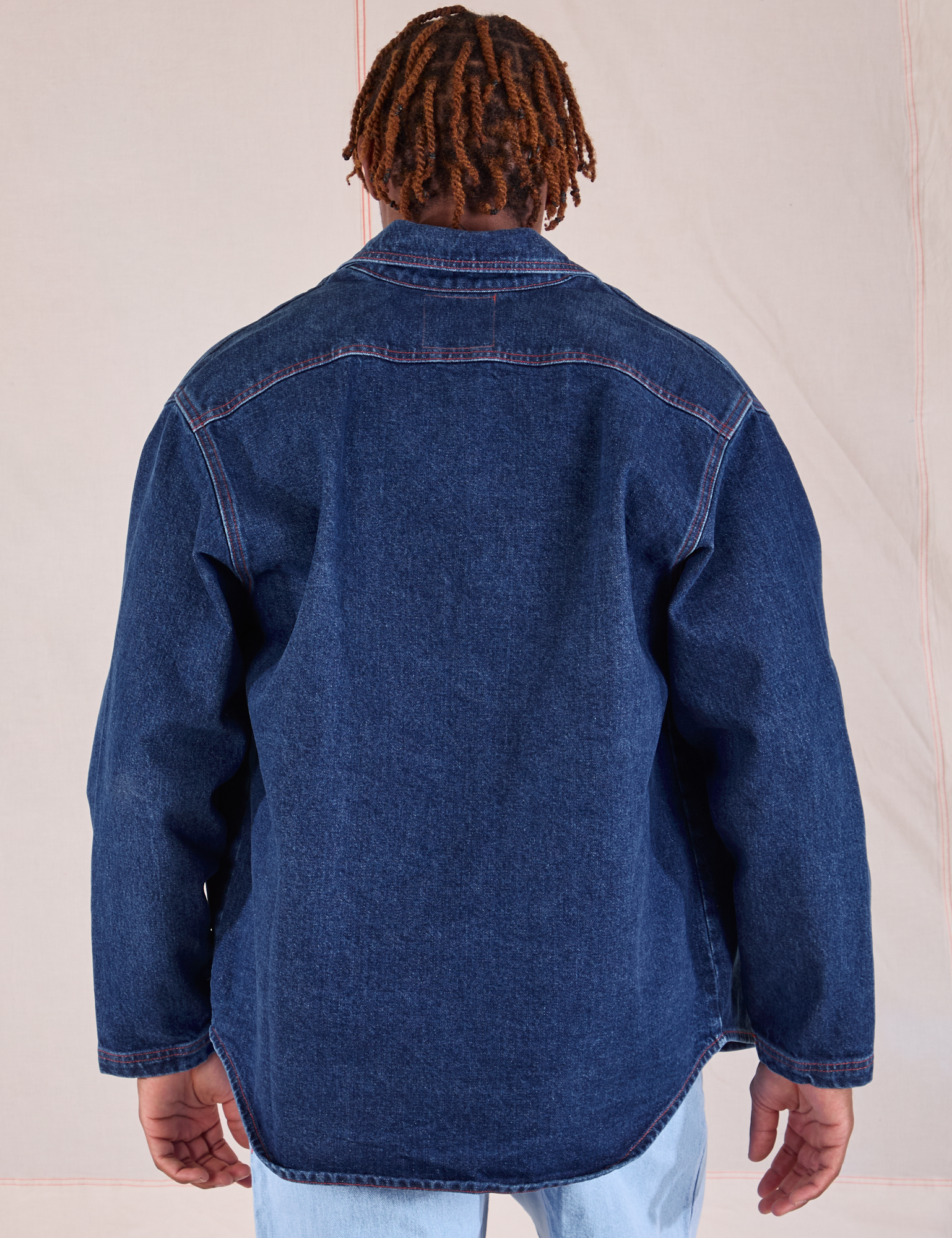 Denim Overshirt in Dark Wash back view on Issac