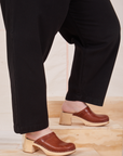Heritage Trousers in Basic Black side view pant leg close up on Ashley