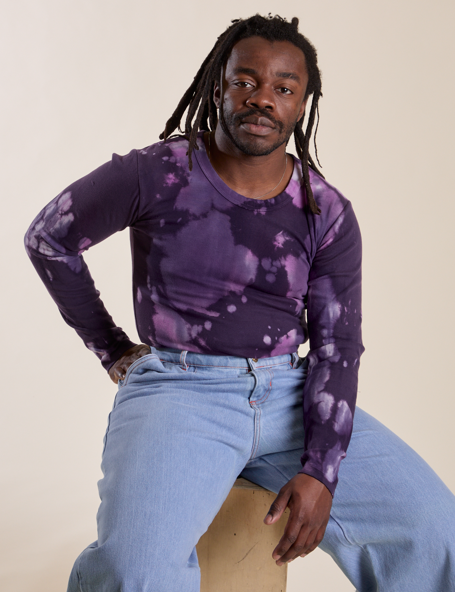 Long Sleeve Baby Tee in Dark Lavender worn by Demi