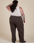 Work Pants in Espresso Brown back view on S
