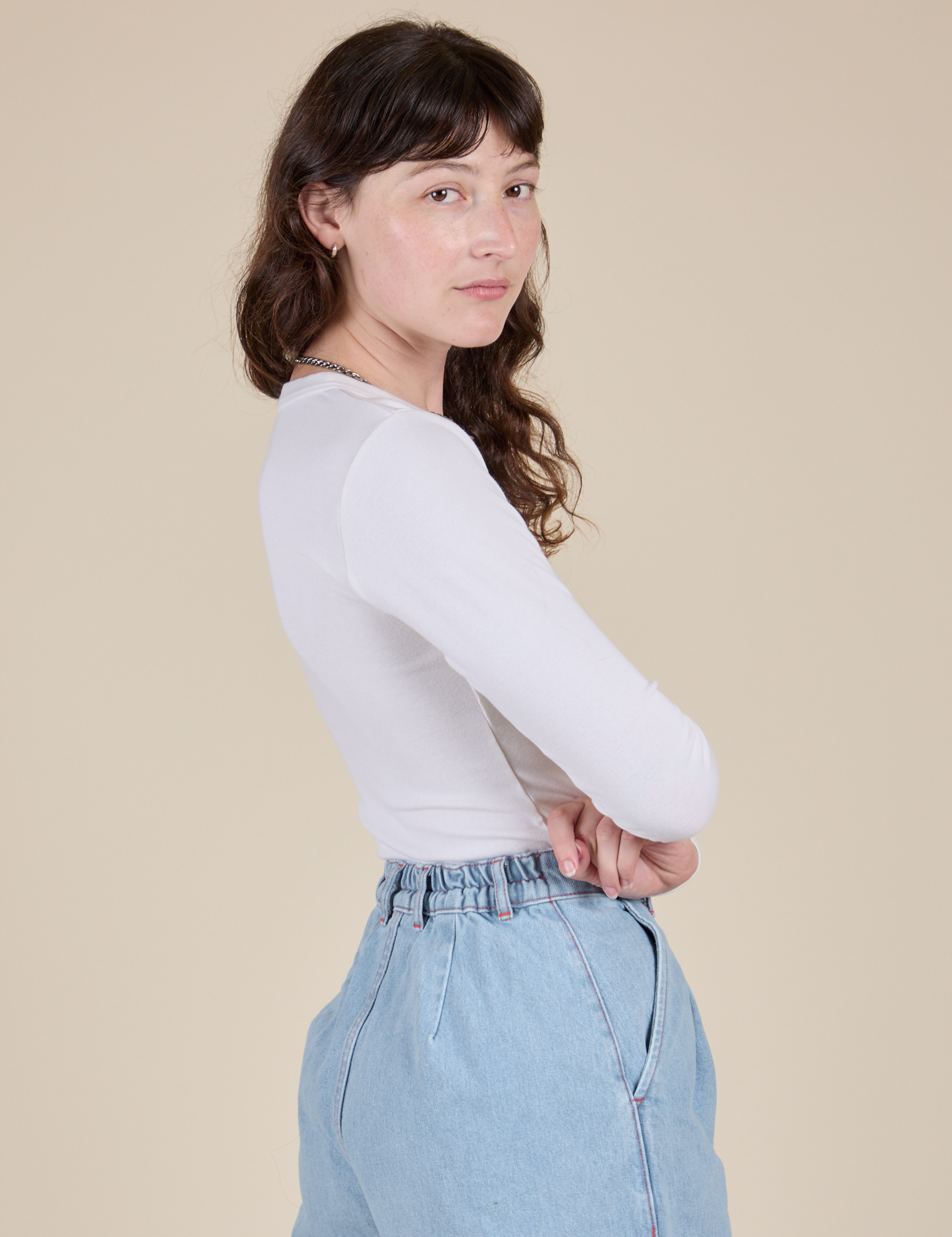 Long Sleeve Baby Tee - Vintage Tee Off-White