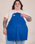 Full Denim Apron in Royal Blue worn by Sam