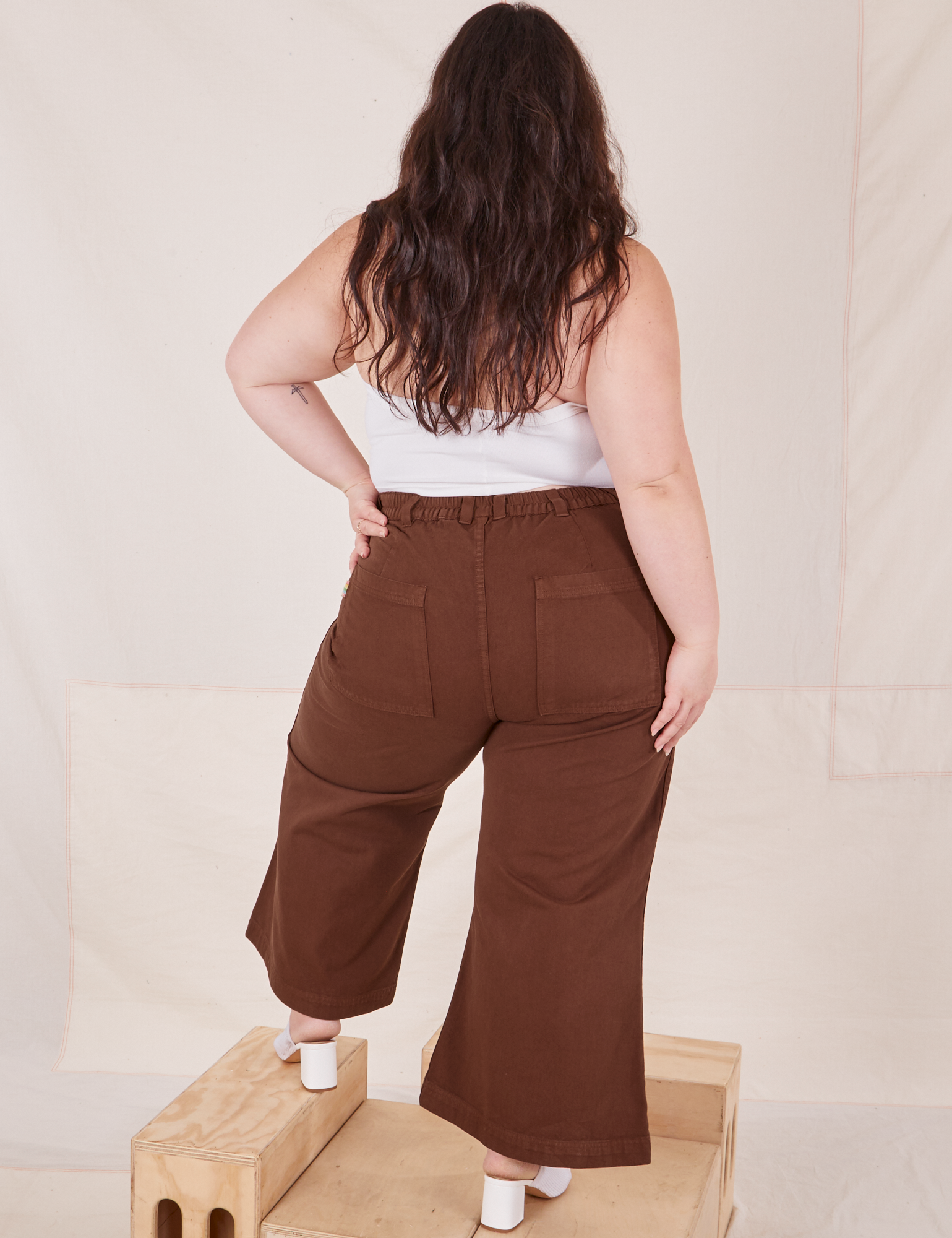 Back view of Petite Bell Bottoms in Fudgesicle Brown on Ashley