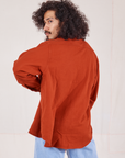 Back view of Flannel Overshirt in Paprika on Jesse