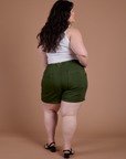 Classic Work Shorts in Evergreen back view on Ashley