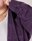 Corduroy Overshirt in Nebula Purple front close up on Jordan