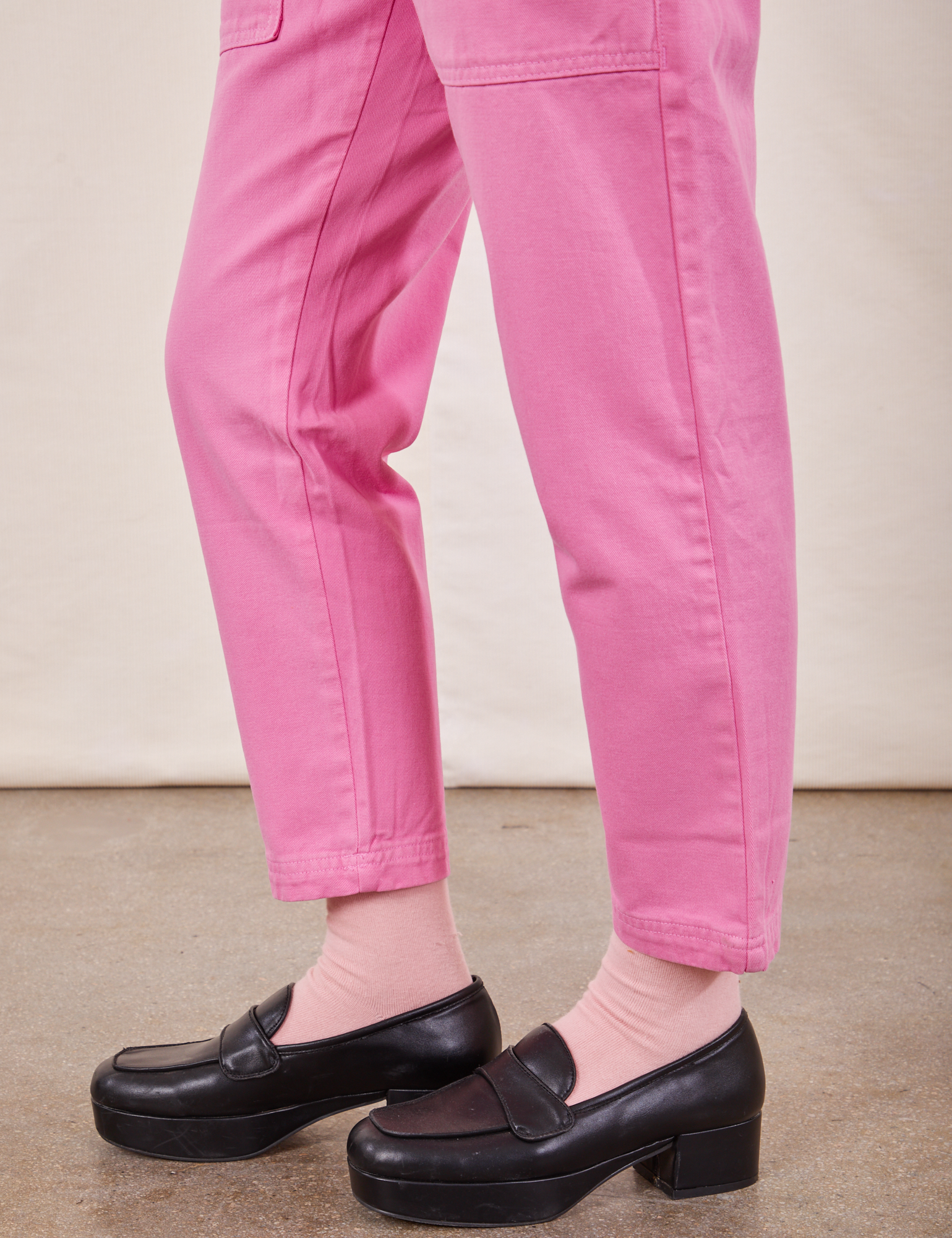 Petite Pencil Pants in Bubblegum Pink pant leg close up on Hana