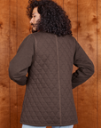 Back view of Quilted Overcoat in Espresso Brown on Jesse