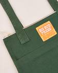 Over-Shoulder Zip Mini Tote in Dark Emerald Green close up