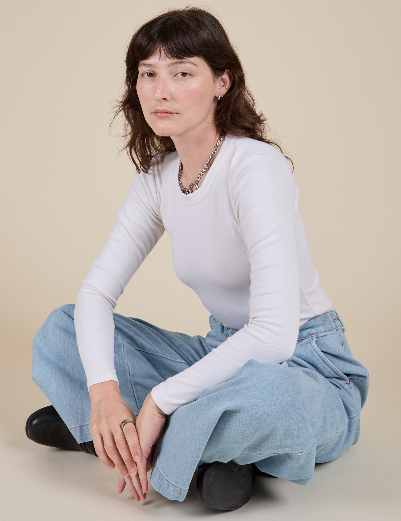 Long Sleeve Baby Tee - Vintage Tee Off-White