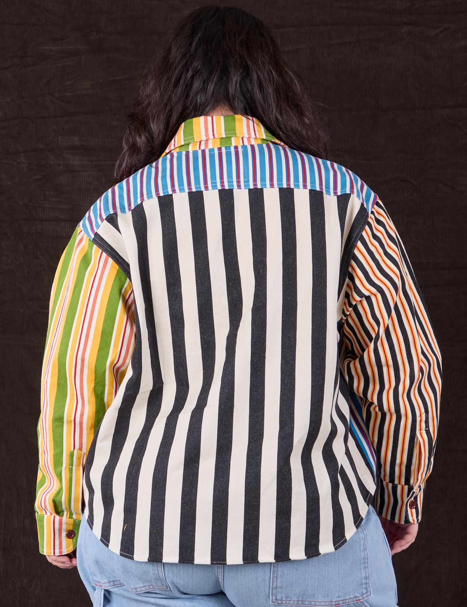 Cropped Overshirt in Mixed Stripe back view on Ashley