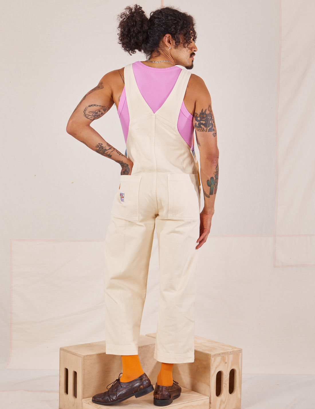 Back view of Rainbow Overalls on Jesse