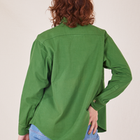 Back view of Oversize Overshirt in Lawn Green worn by Alex