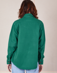 Back view of Flannel Overshirt in Hunter Green on Alex