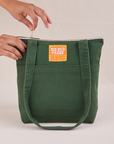 Over-Shoulder Zip Mini Tote in Dark Emerald Green