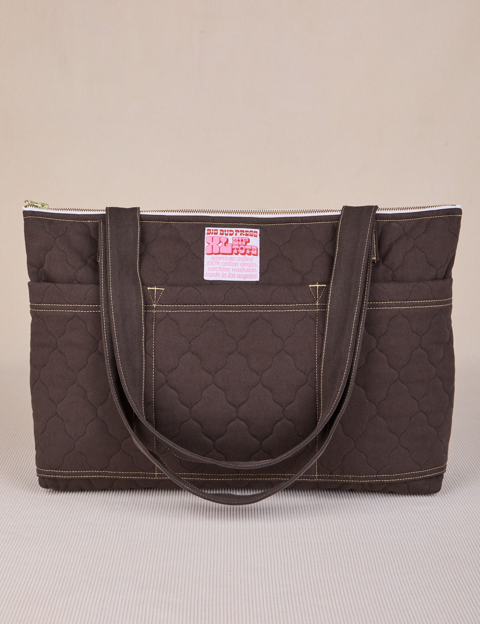 Quilted XL Tote in Espresso Brown