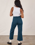 Back view of Petite Western Pants in Lagoon and vintage tee off-white Cropped Tank on Kandia