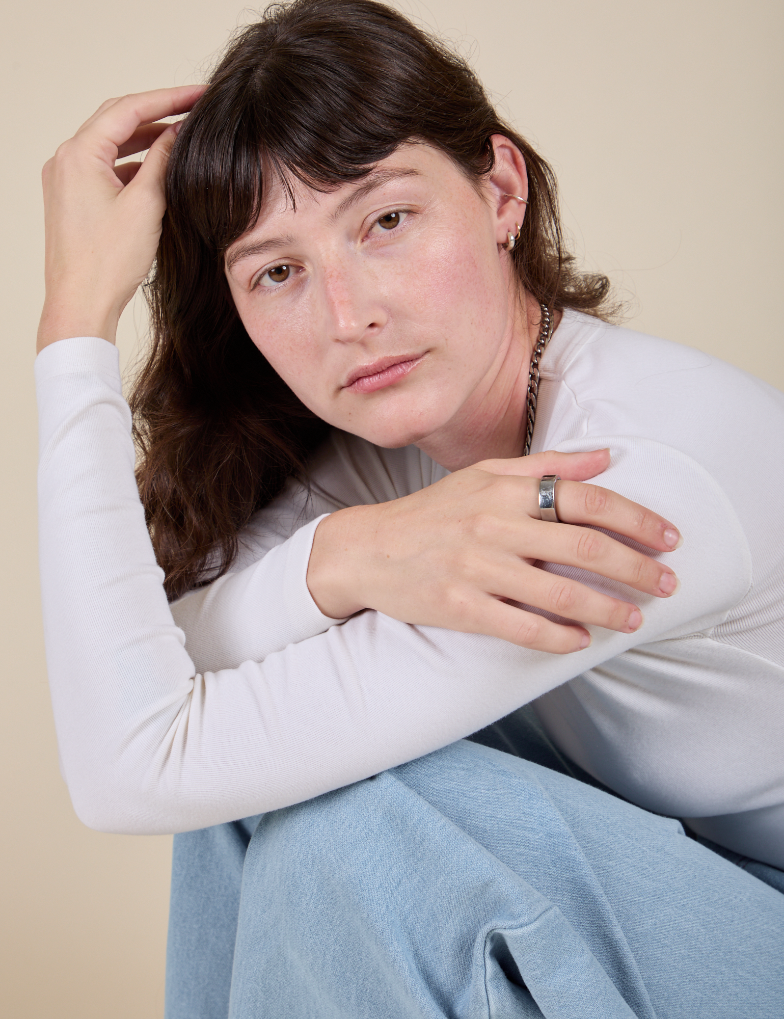 Long Sleeve Baby Tee - Vintage Tee Off-White