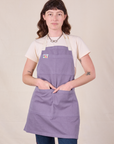 Full Denim Apron in Faded Grape worn by Alex