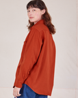 Oversize Overshirt in Paprika side view on Alex