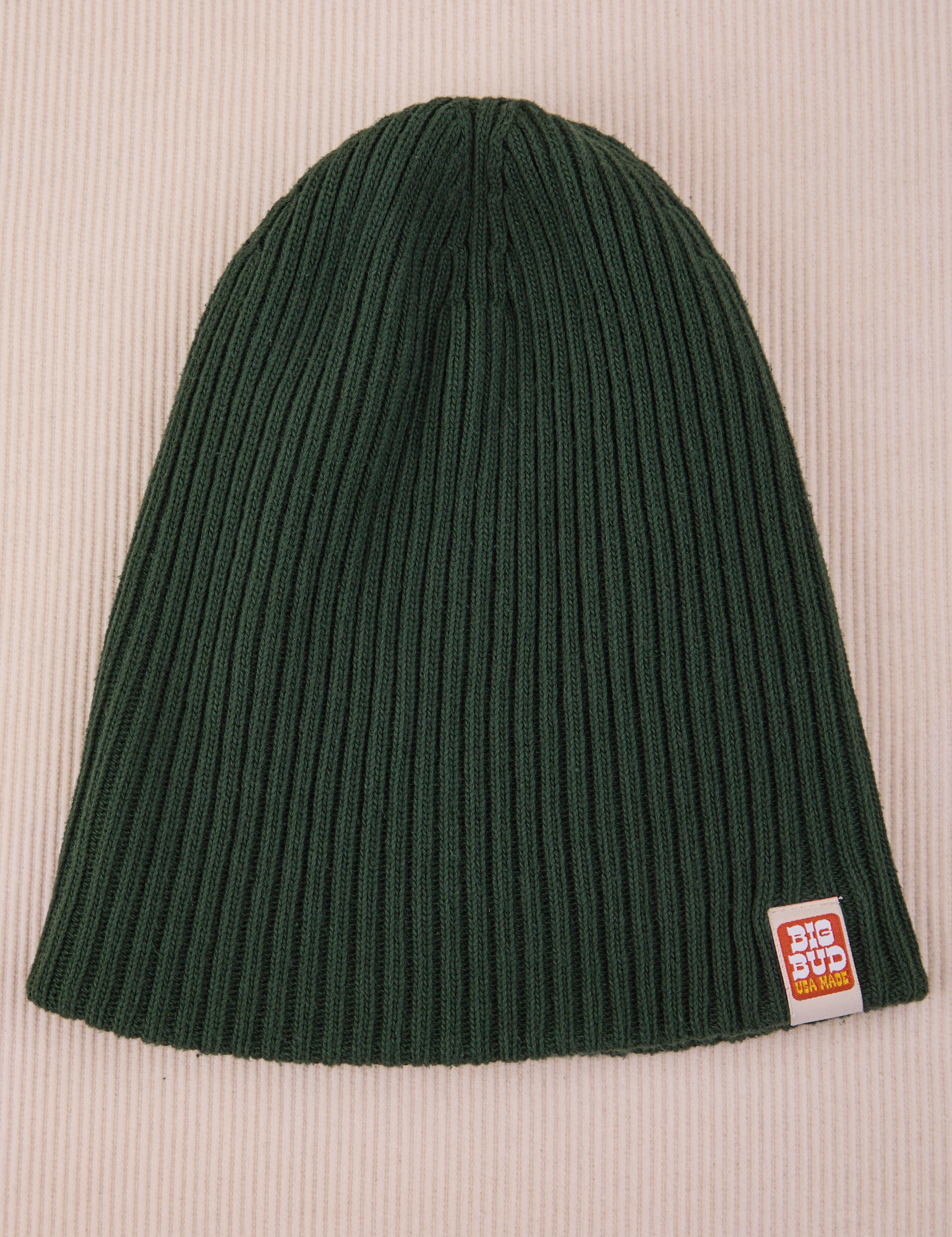 Ribbed Beanie in Swamp Green