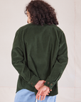 Corduroy Overshirt in Swamp Green back view on Jesse