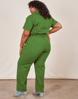 Back view of Short Sleeve Jumpsuit in Lawn Green worn by Morgan