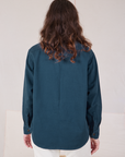 Twill Overshirt in Lagoon back view on Alex