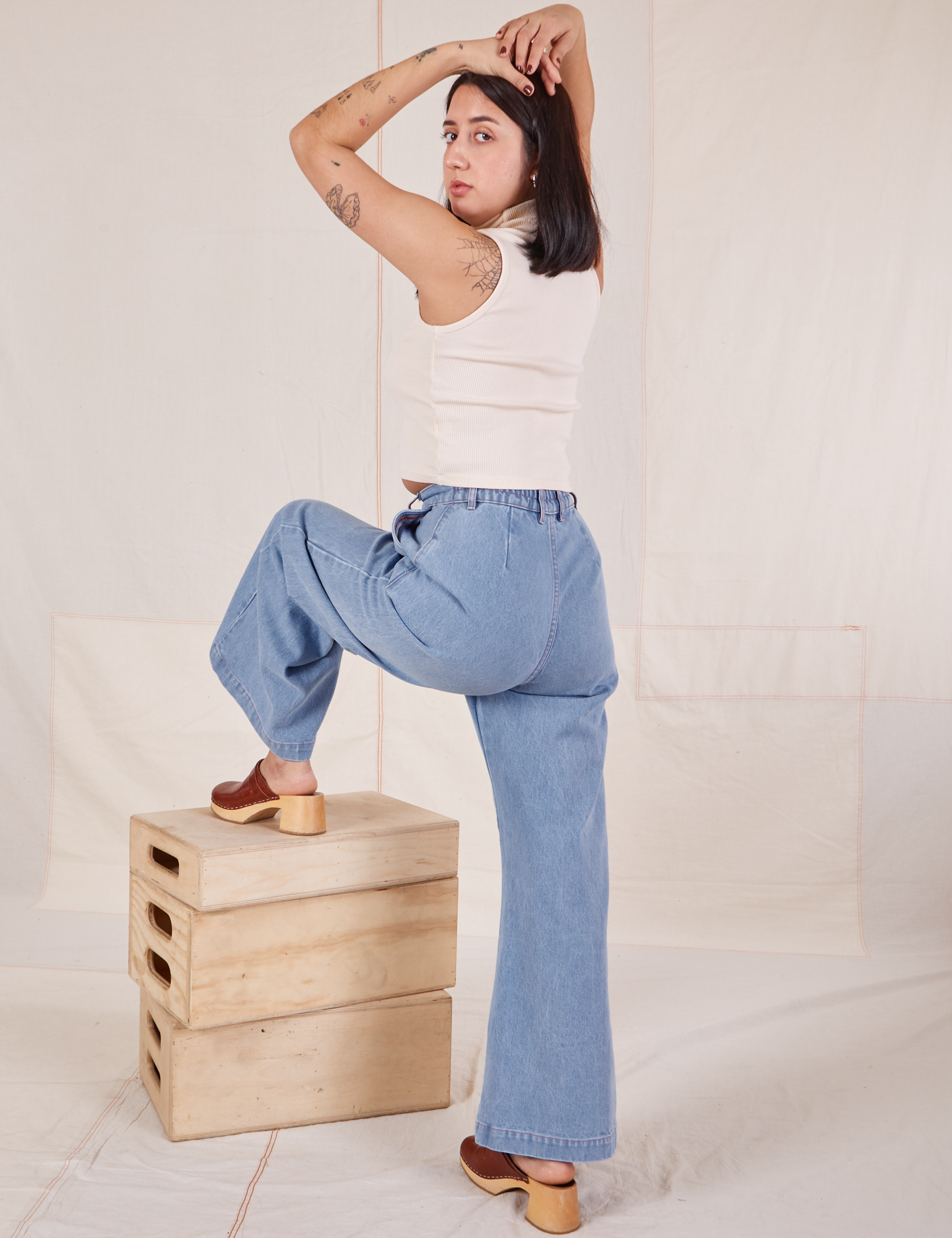 Indigo Wide Leg Trousers - Light Wash – BIG BUD PRESS Indigo Wide Leg Trousers - Light Wash – BIG BUD PRESS