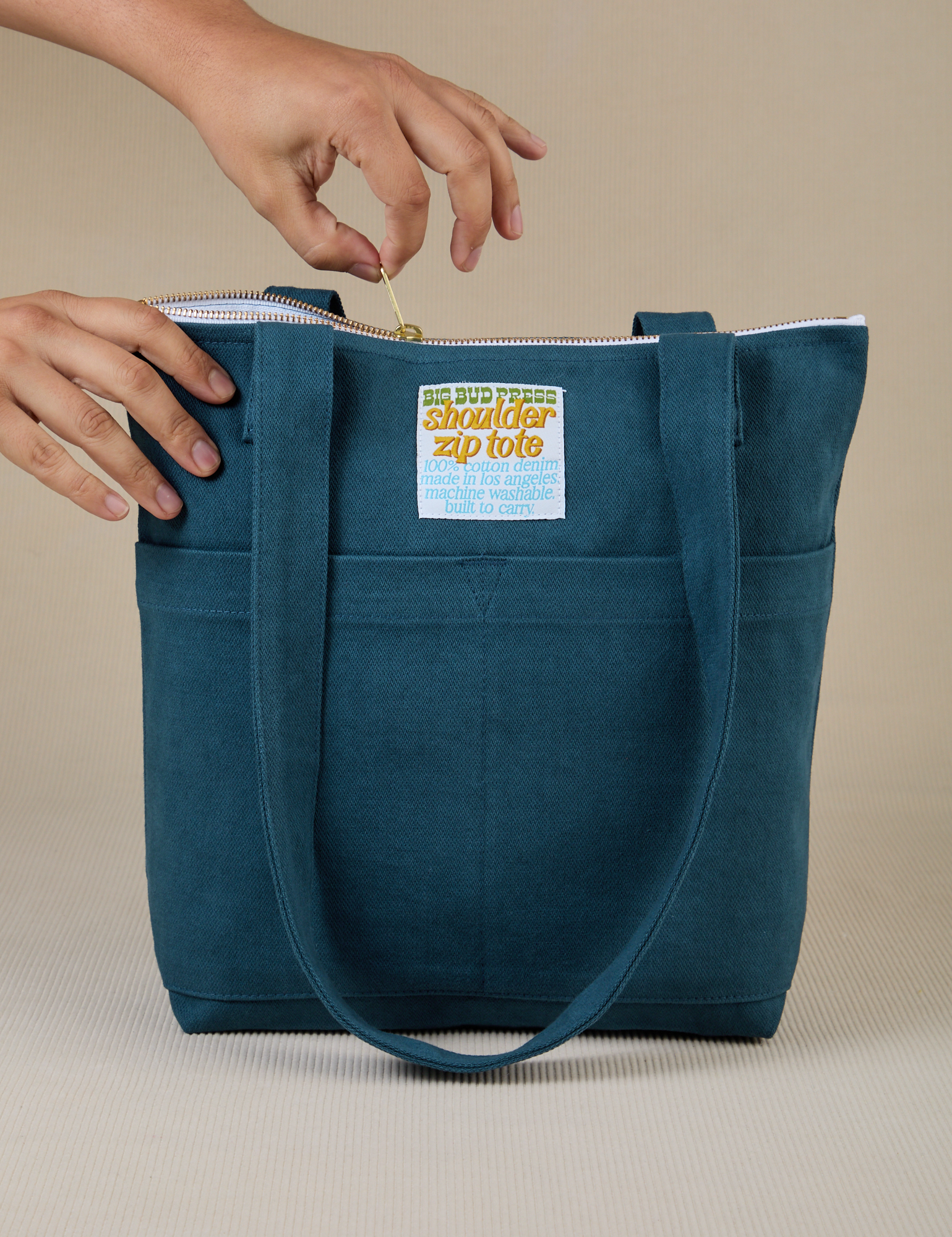 Over-Shoulder Zip Mini Tote in Lagoon