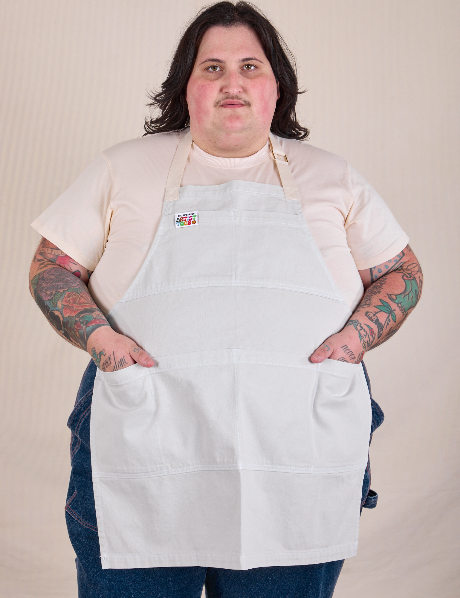 Full Denim Apron in Stone White on Sam