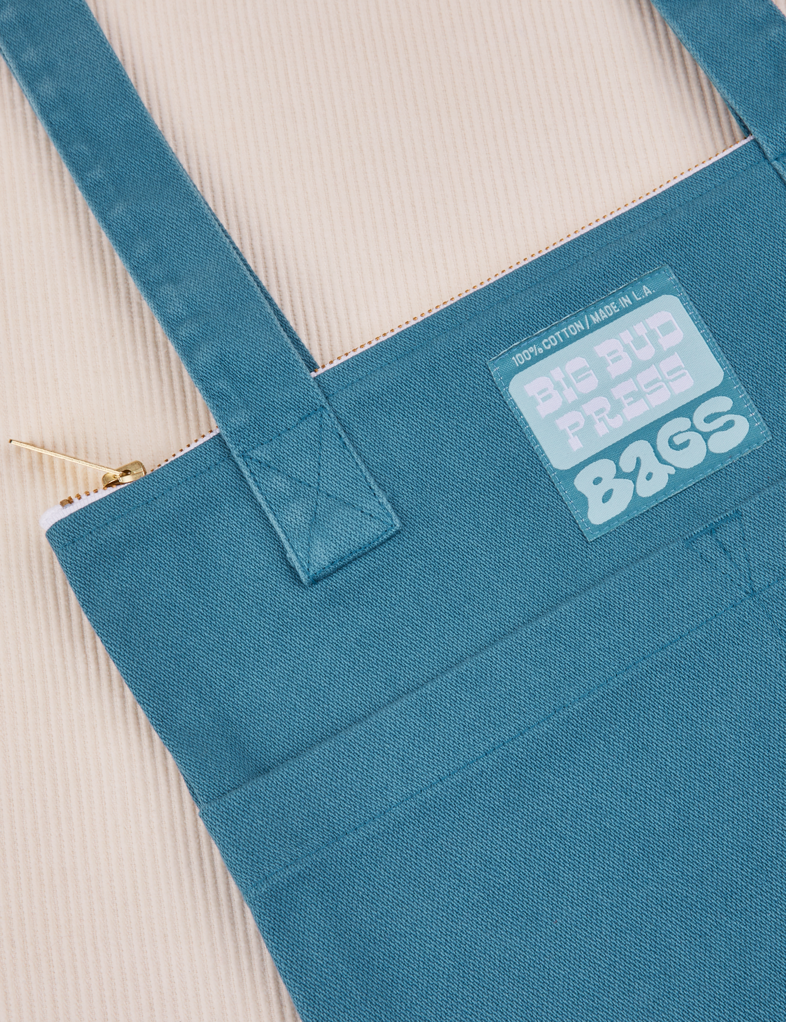 Over-Shoulder Zip Mini Tote in Marine Blue close up