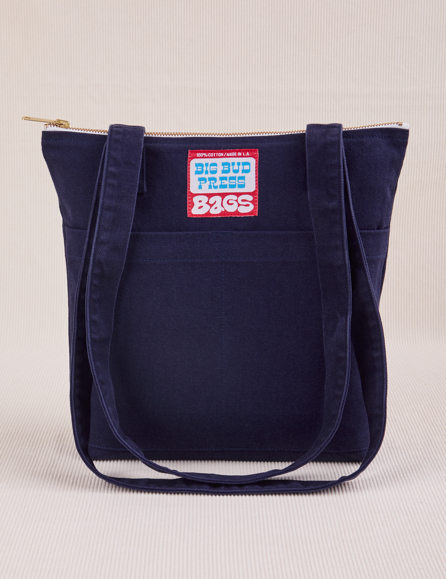 Over-Shoulder Zip Mini Tote in Navy