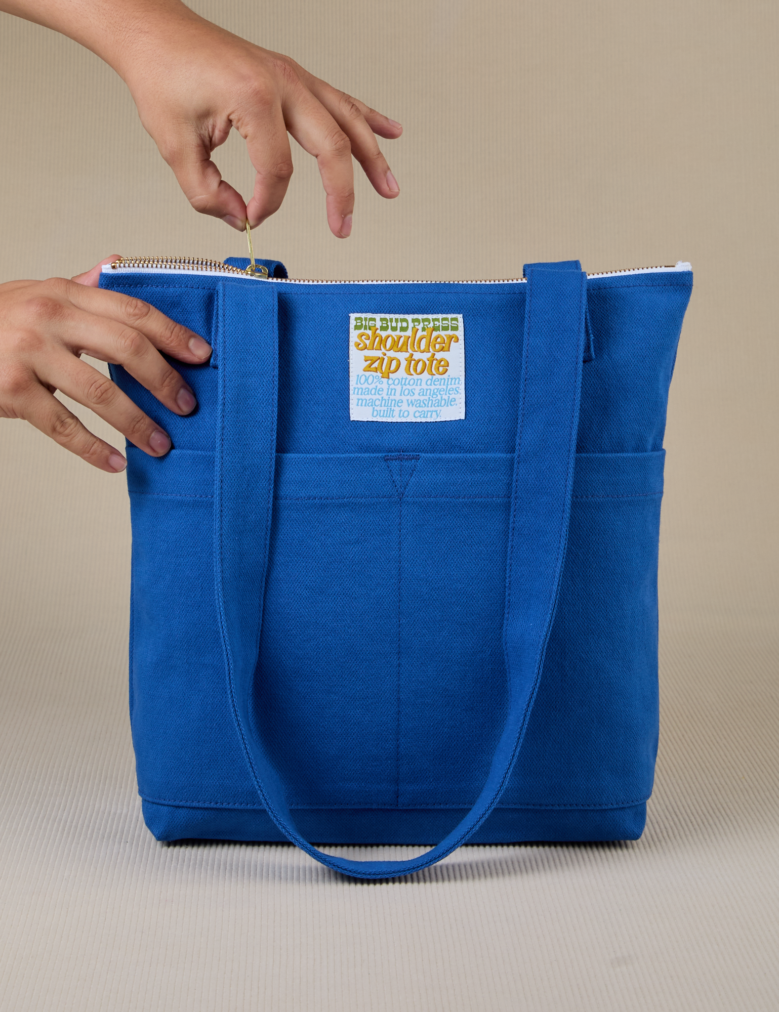 Over-Shoulder Zip Mini Tote in Royal Blue