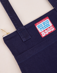 Over-Shoulder Zip Mini Tote in Navy close up