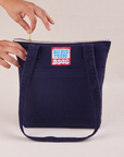 Over-Shoulder Zip Mini Tote in Navy