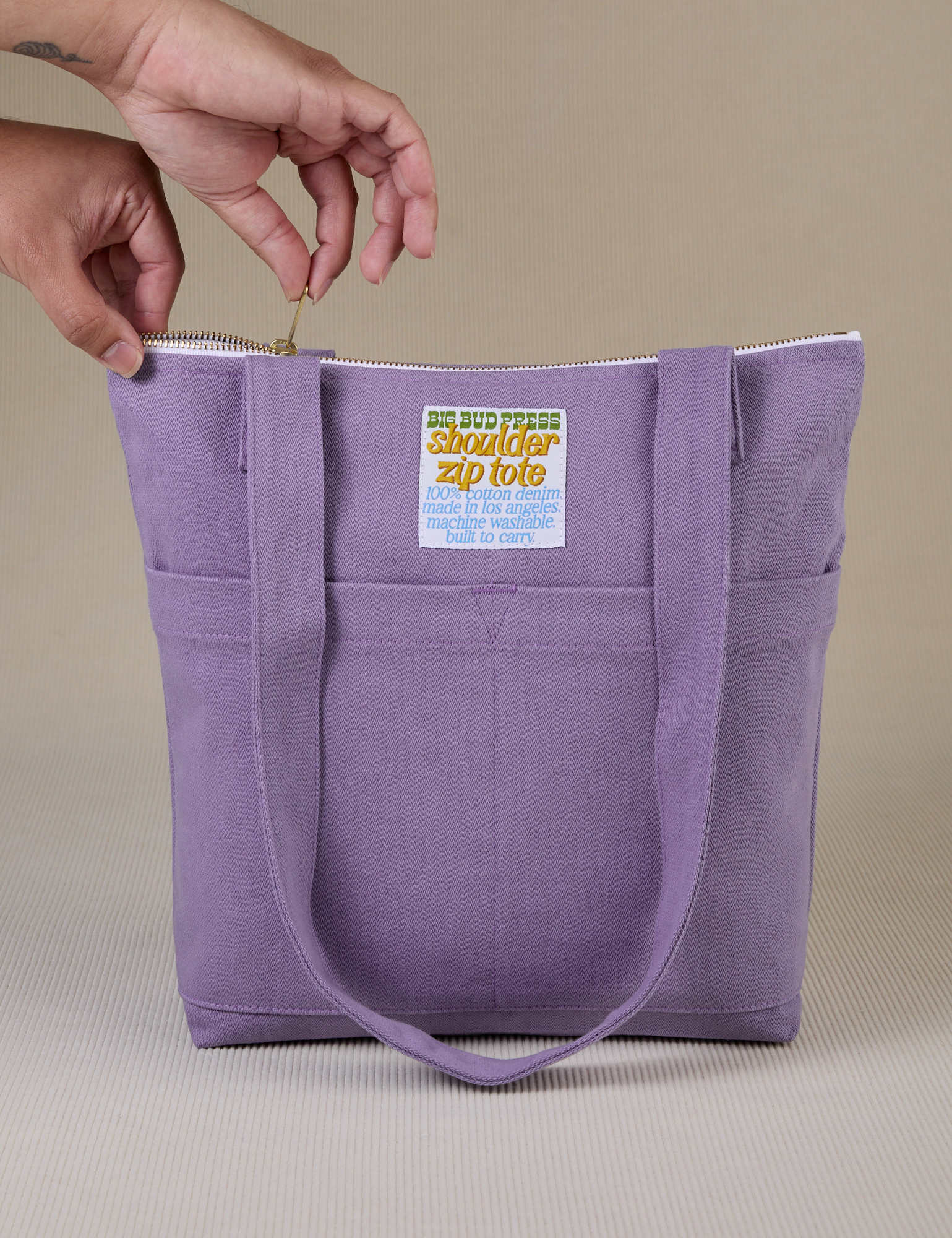 Over-Shoulder Zip Mini Tote in Faded Grape