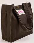 Angled view of Shopper Tote Bag in Espresso Brown