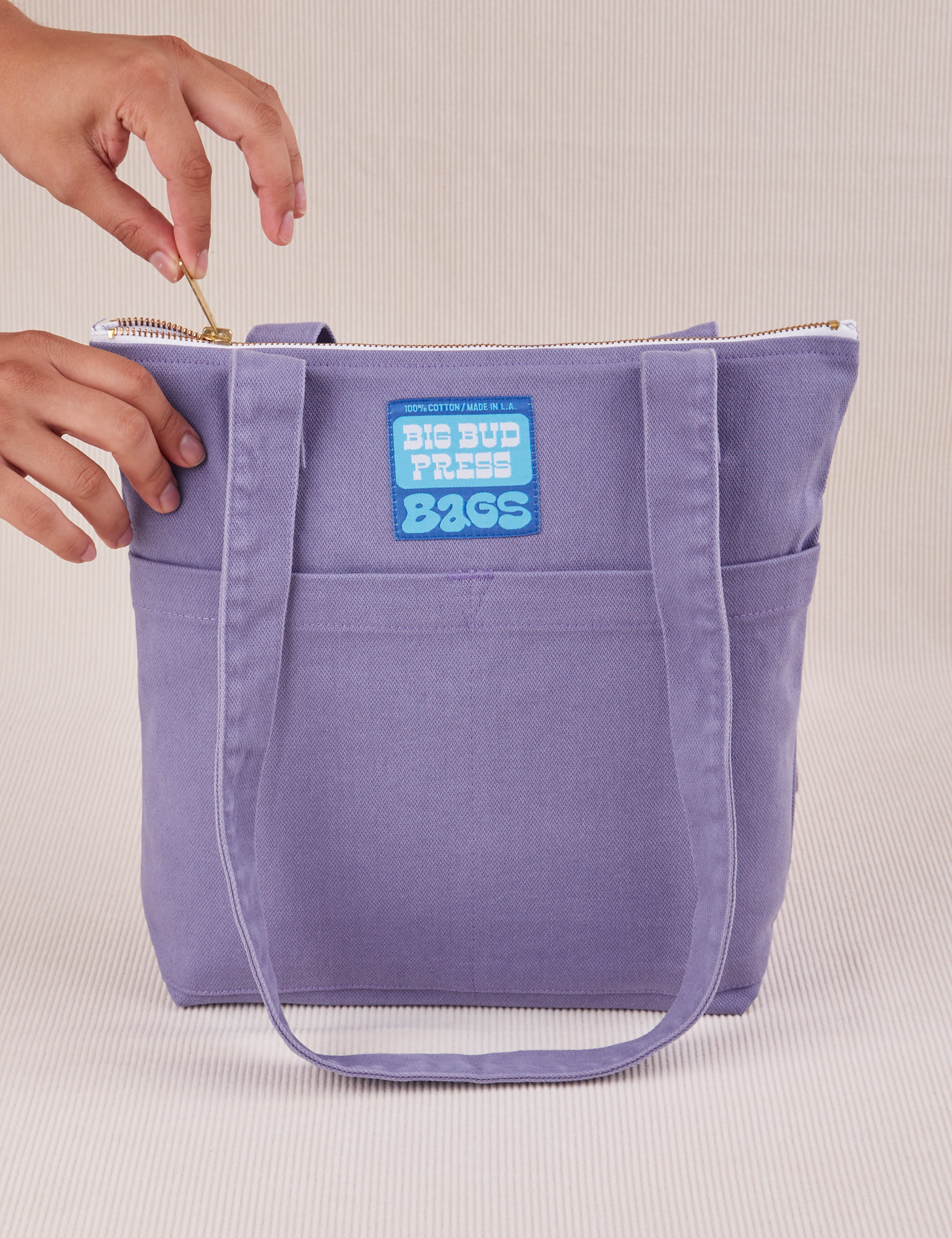 Over-Shoulder Zip Mini Tote in Faded Grape 