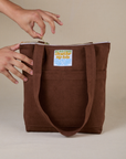 Over-Shoulder Zip Mini Tote in Fudgesicle Brown